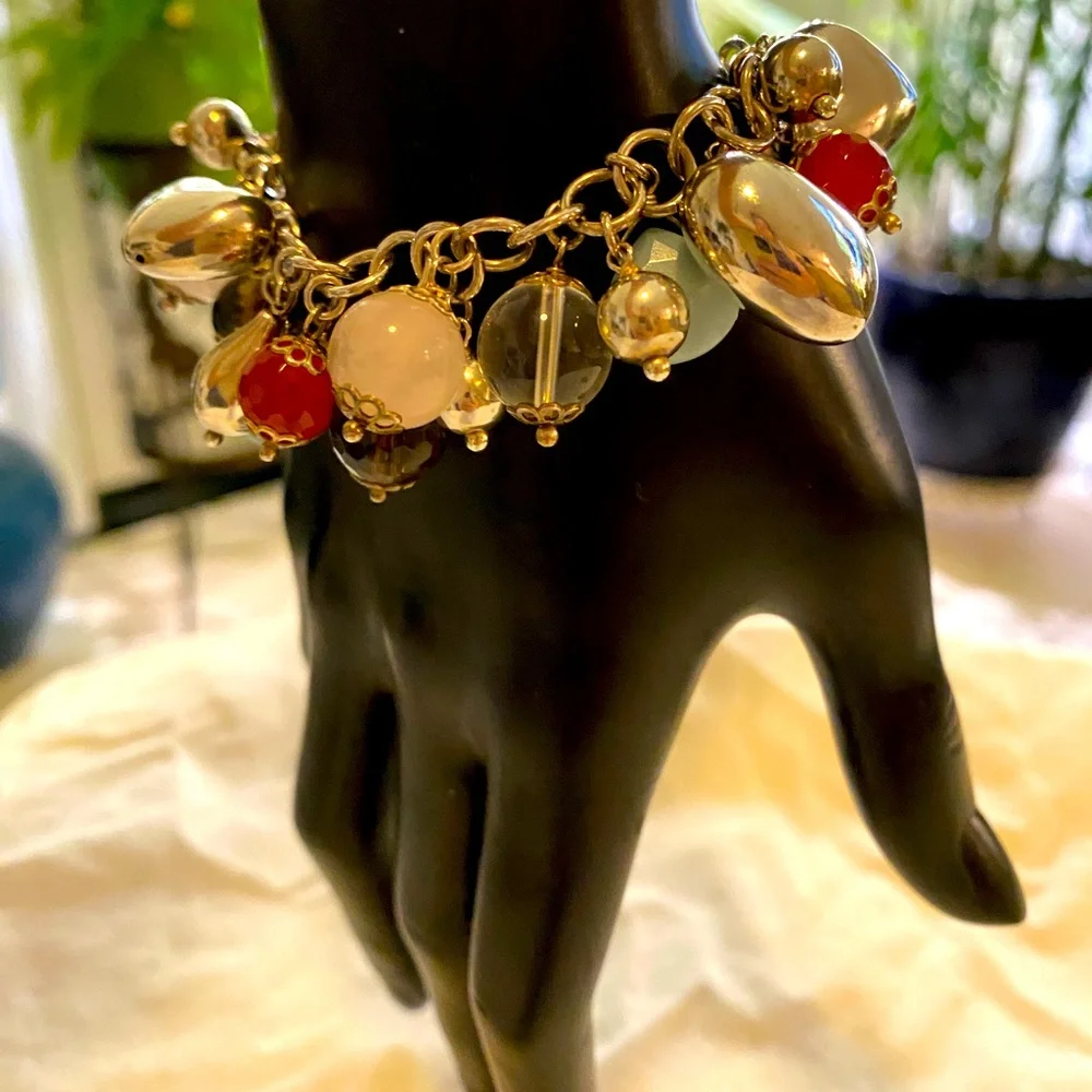 GEMSTONE CHARM BRACELET STERLING SILVER - Picture 3 of 8